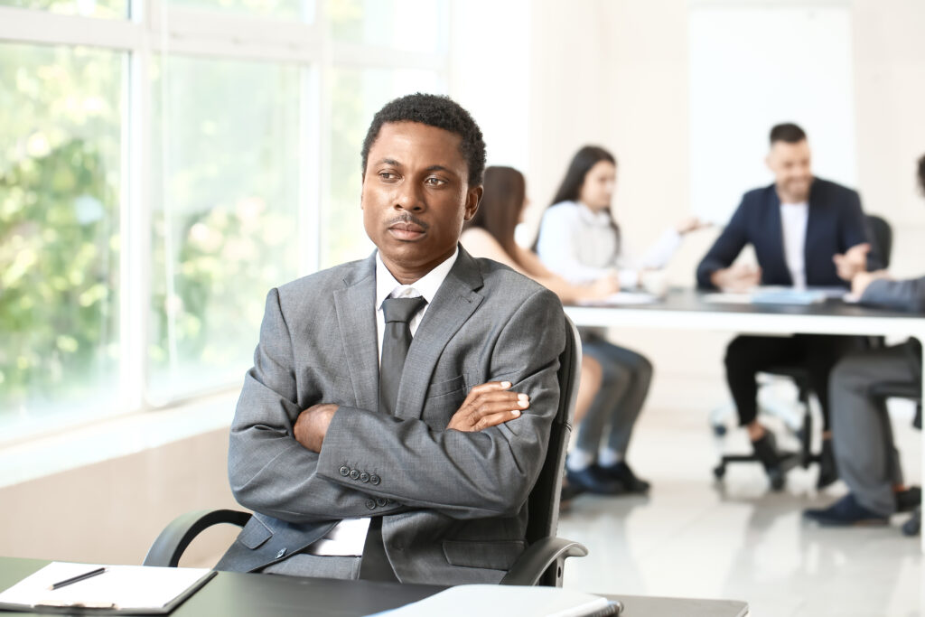 employee sitting alone