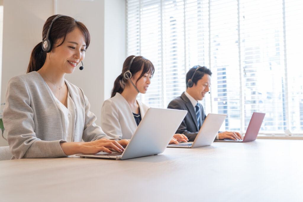 employees with headsets